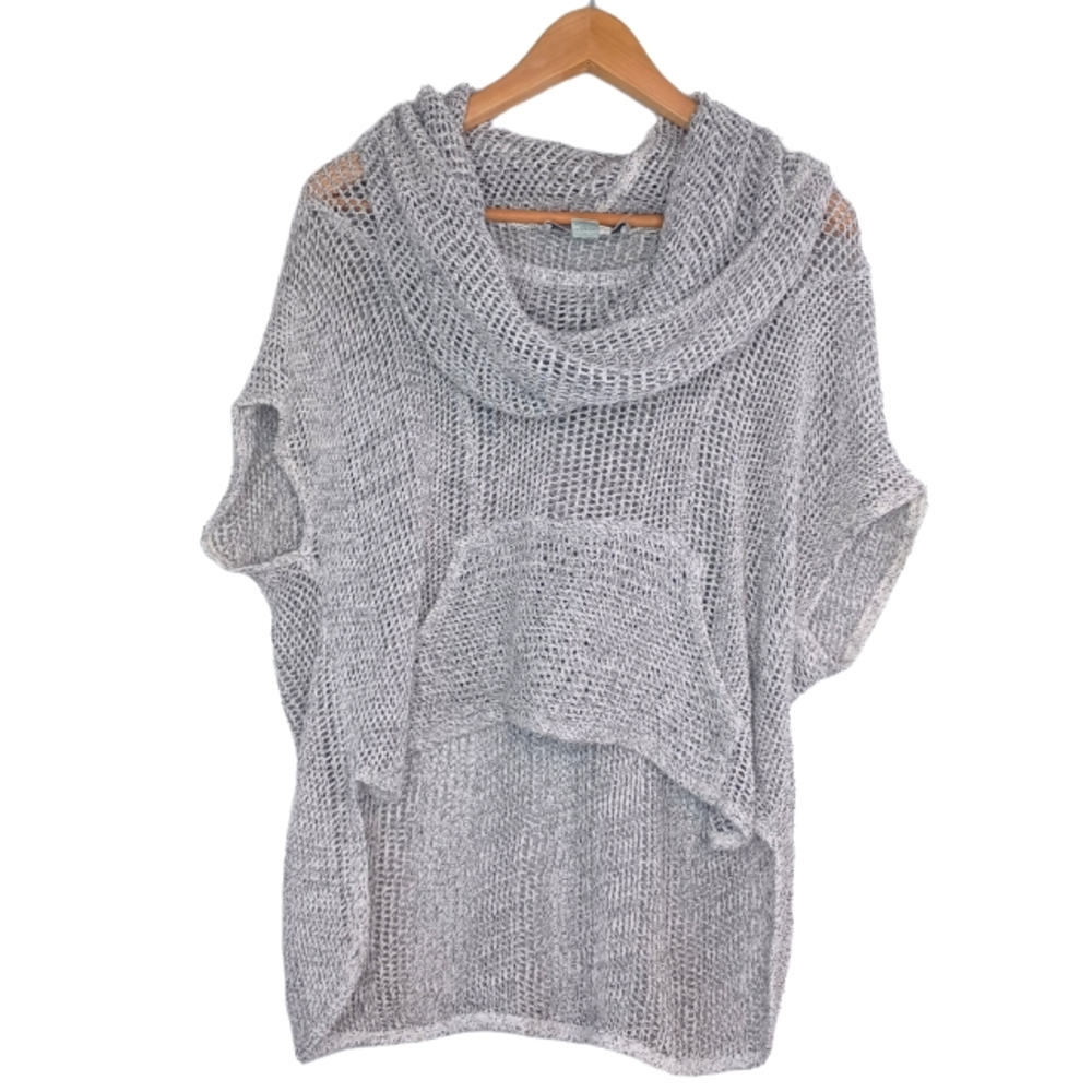 Anthropologie Light Gray Open-Knit Cowl Sweater